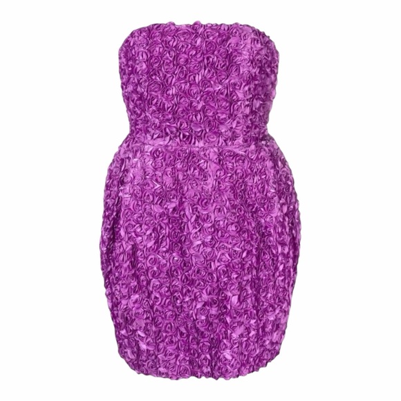 Rotate Birger Christensen Purple 3D Floral Strapless Mini Dress NWT - Picture 11 of 11
